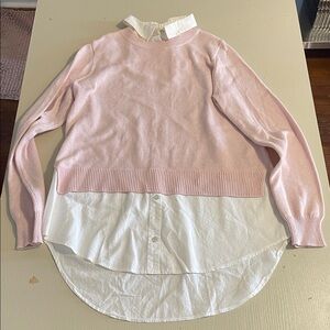 Pink Layered Sweater with White Collar
